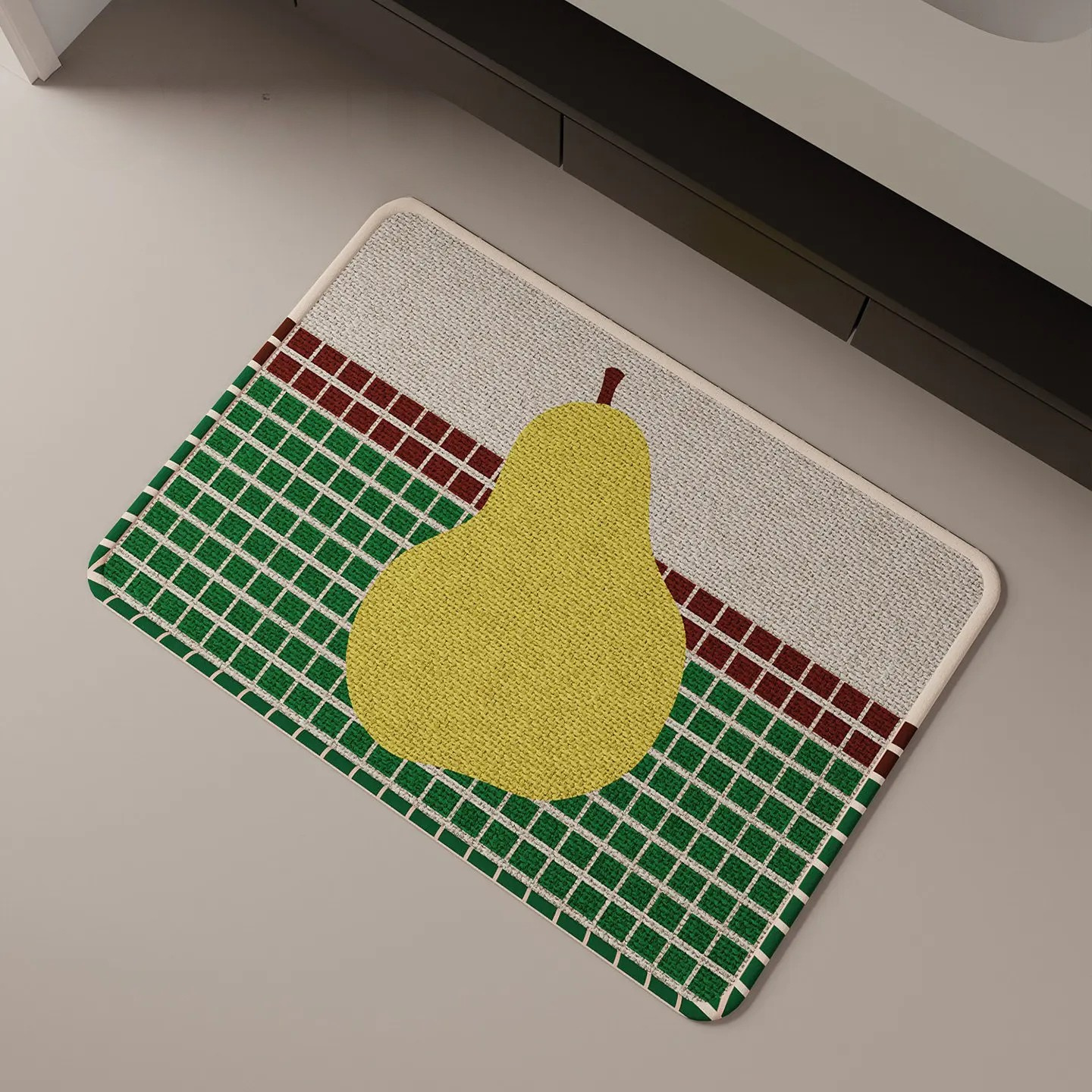 Tapis de bain tissé poire jaune antidérapant absorbant style moderne