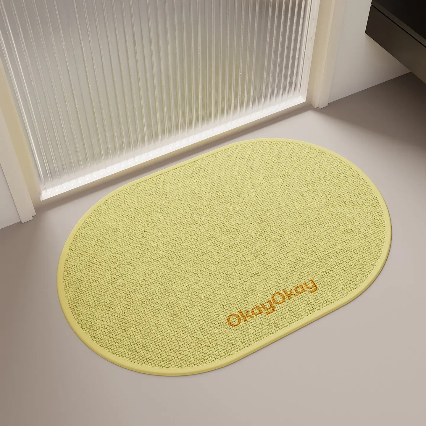 Tapis de bain tissé géométrique bleu clair antidérapant absorbant style moderne