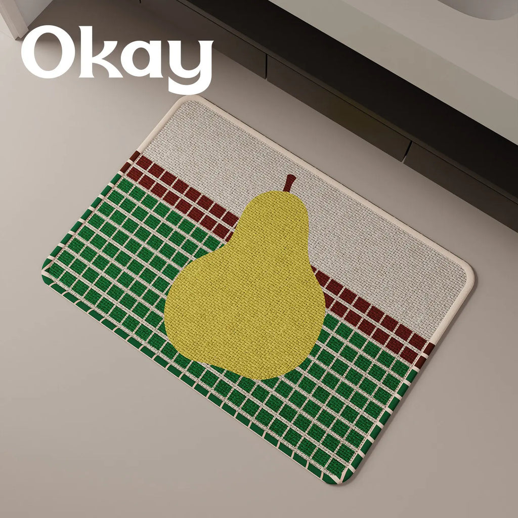 Tapis de Bain Tissé Pommes & Poires – Style Moderne