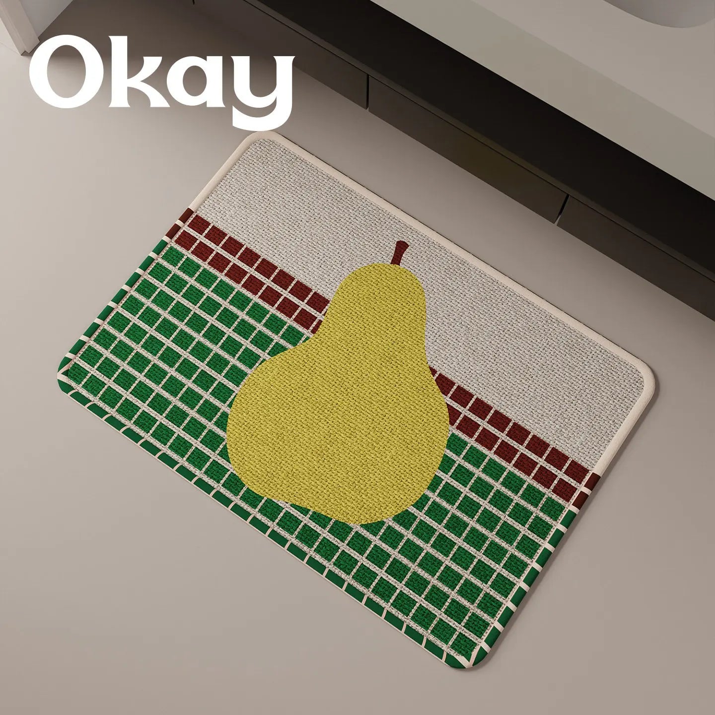 Tapis de Bain Tissé Pommes & Poires – Style Moderne