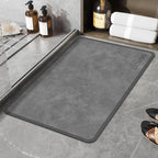 Tapis de Bain Gris Texturé – Anti-Taches, Style Coréen