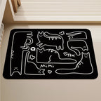 Tapis de Bain Chat – Noir & Blanc, Style Coréen