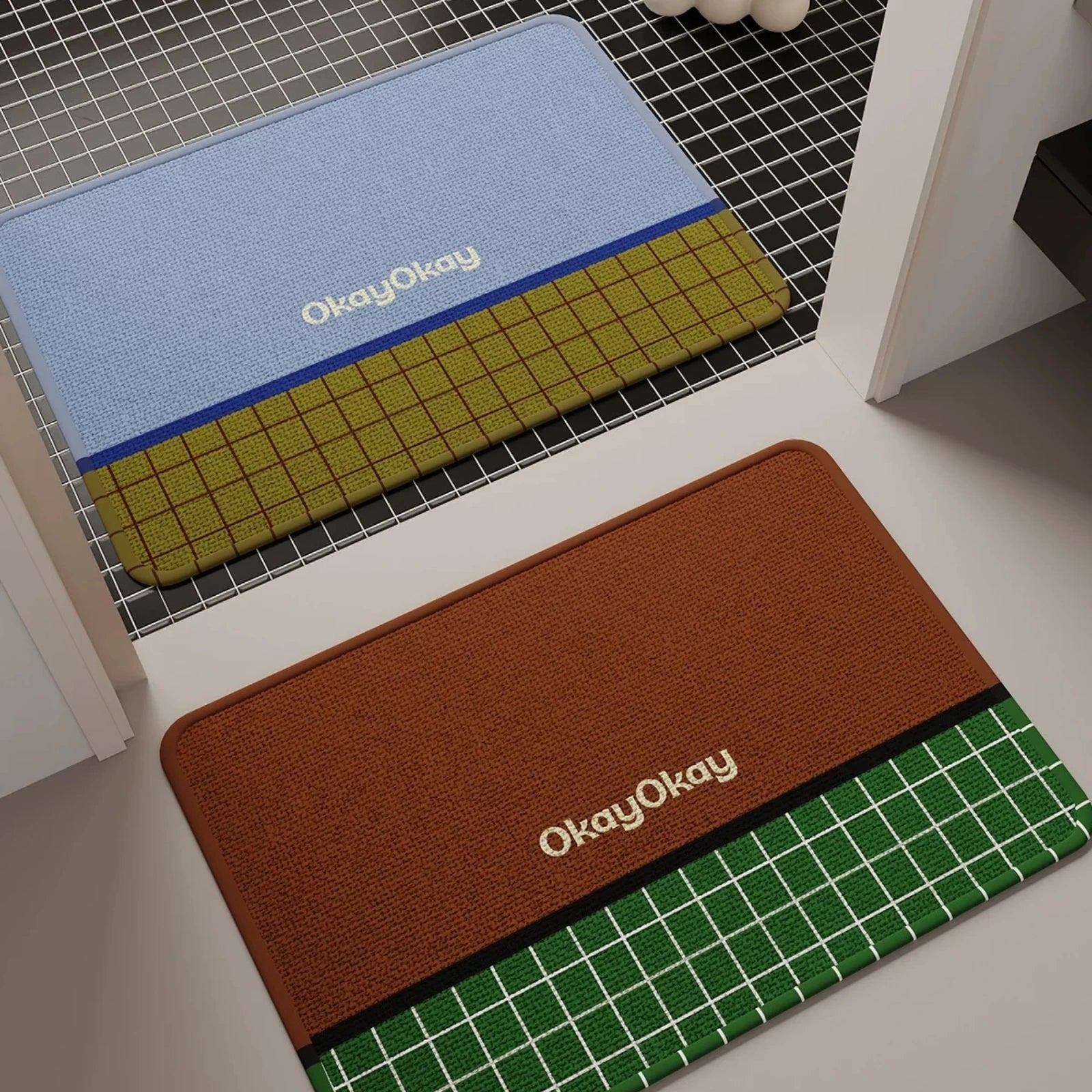 Tapis de Bain Tissé Contraste – Look Graphique