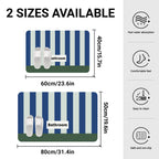 Tapis de Bain Rayures Bleues – Style Coréen, 2 Nuances