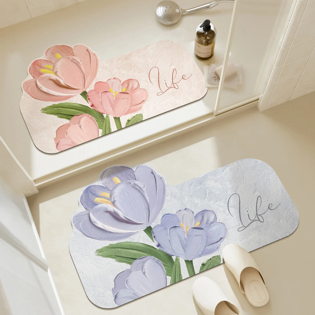 Tapis de Bain Tulipe – Rose & Violet, Style Coréen