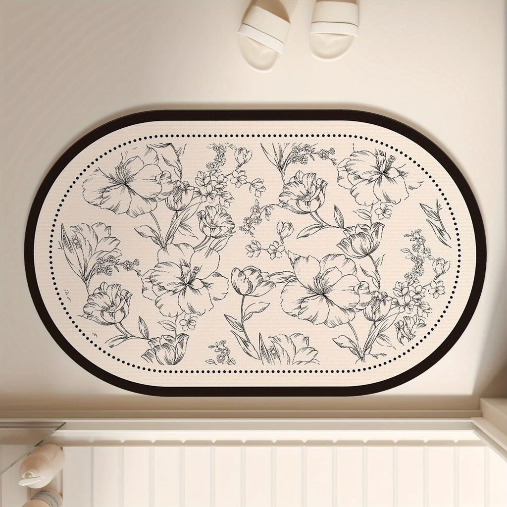 Tapis de Bain Graphique – Noir & Blanc, 3 Formes