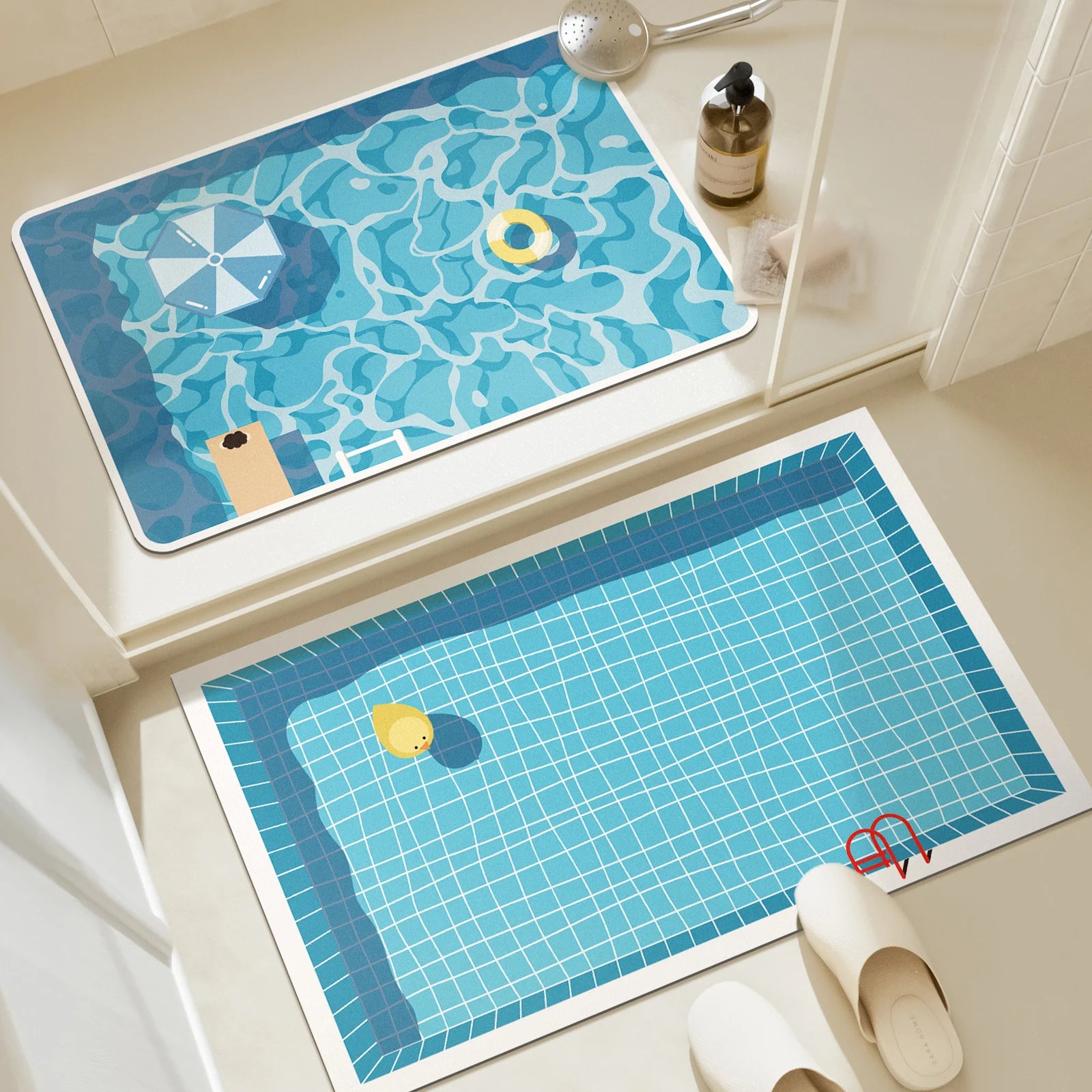 Tapis de Bain Piscine Cartoon – Style Coréen