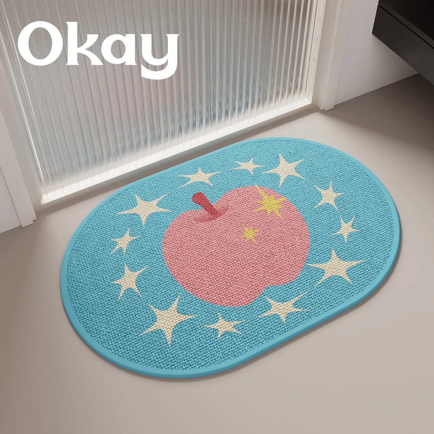 Tapis de Bain Tissé Pomme & Étoile – Style Moderne