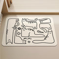 Tapis de Bain Chat – Noir & Blanc, Style Coréen