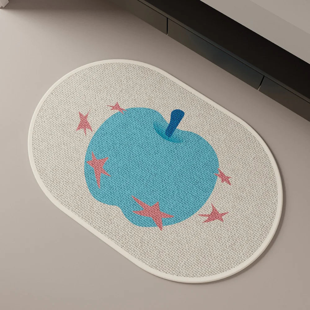 Tapis de Bain Tissé Pomme & Étoile – Style Moderne