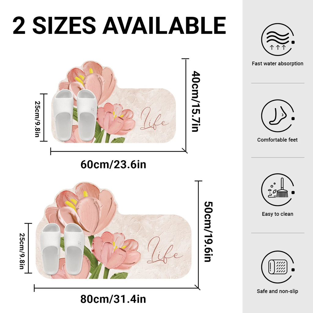 Tapis de Bain Tulipe – Rose & Violet, Style Coréen