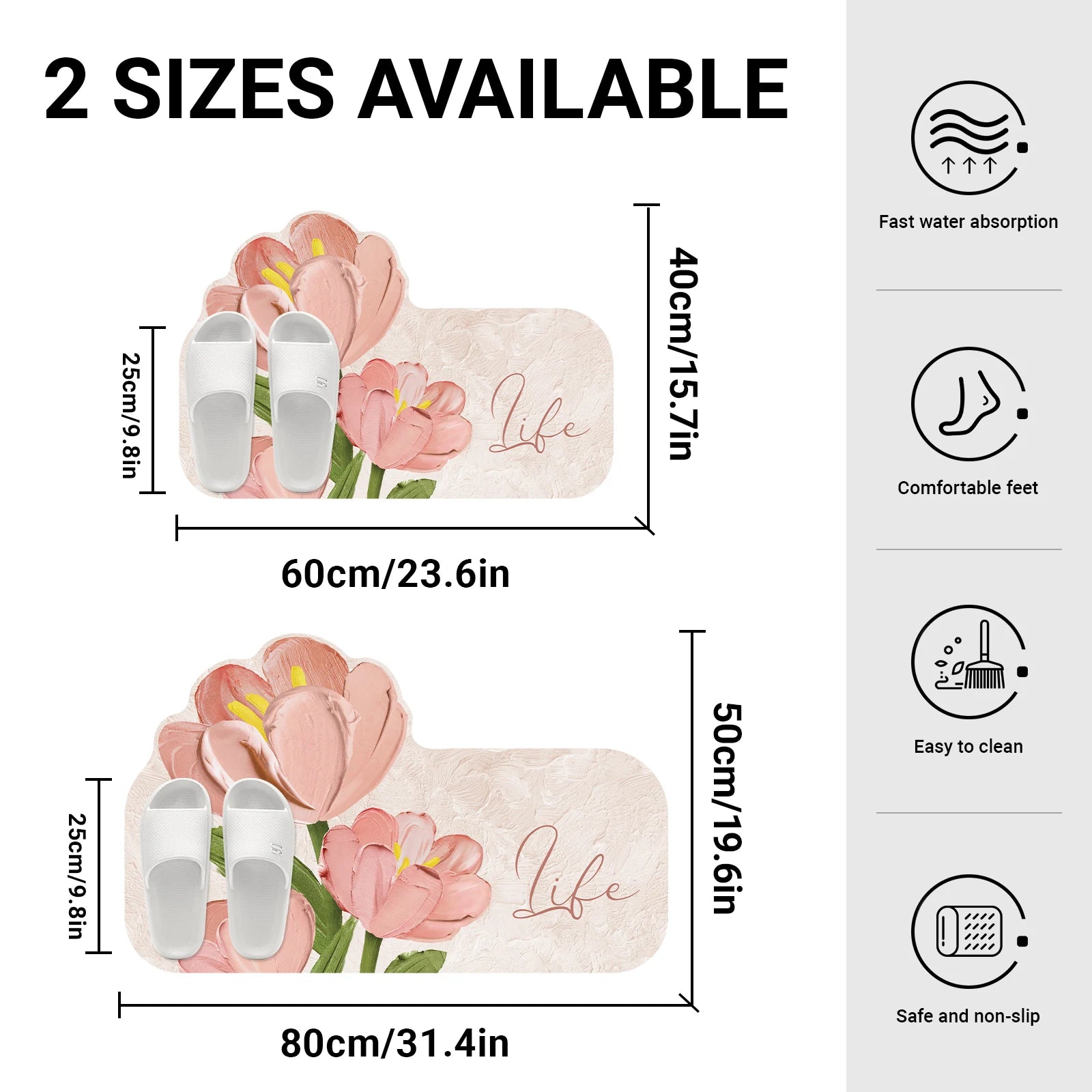 Tapis de Bain Tulipe – Rose & Violet, Style Coréen