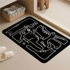 Tapis de Bain Chat – Noir & Blanc, Style Coréen