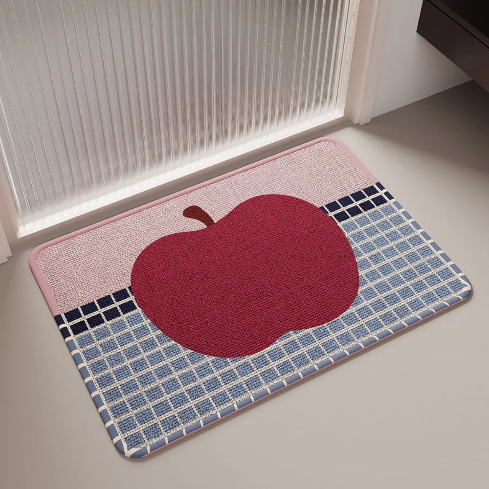Tapis de Bain Tissé Pommes & Poires – Style Moderne