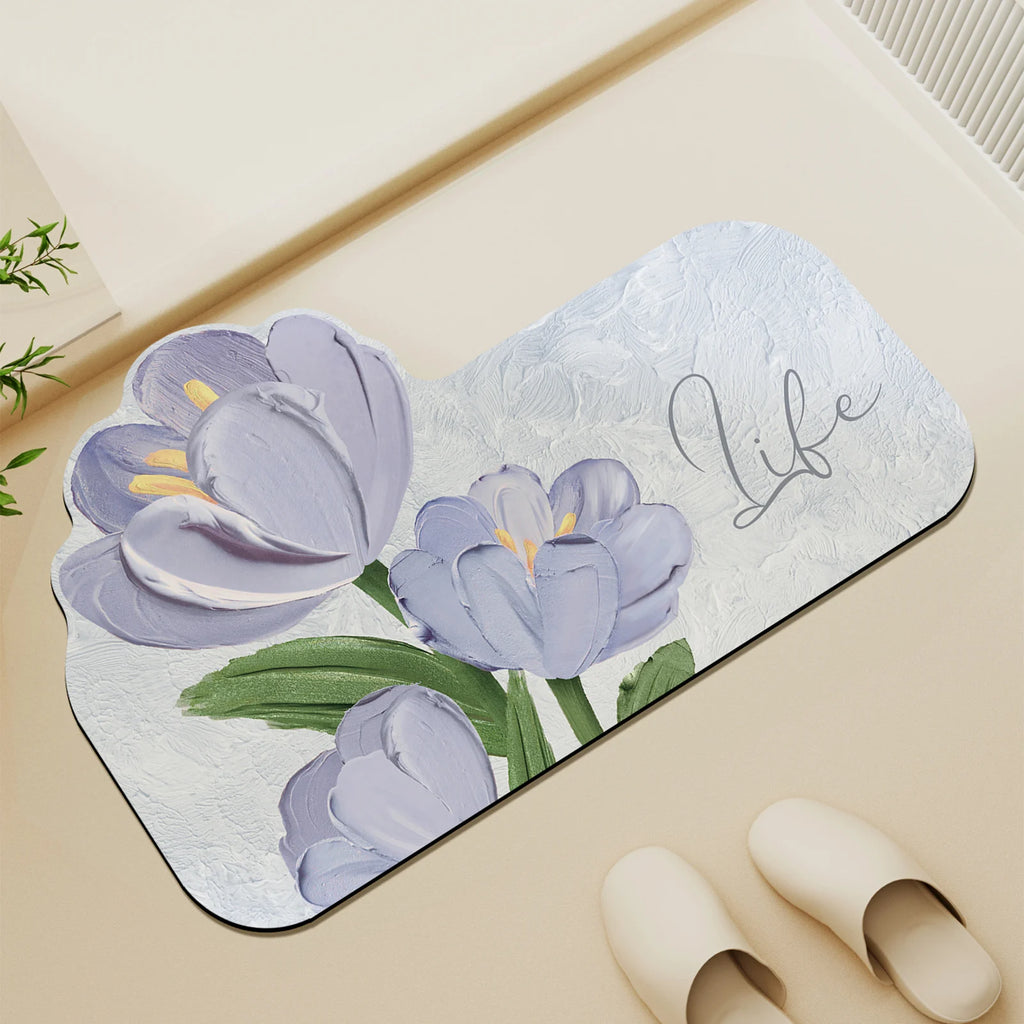 Tapis de Bain Tulipe – Rose & Violet, Style Coréen