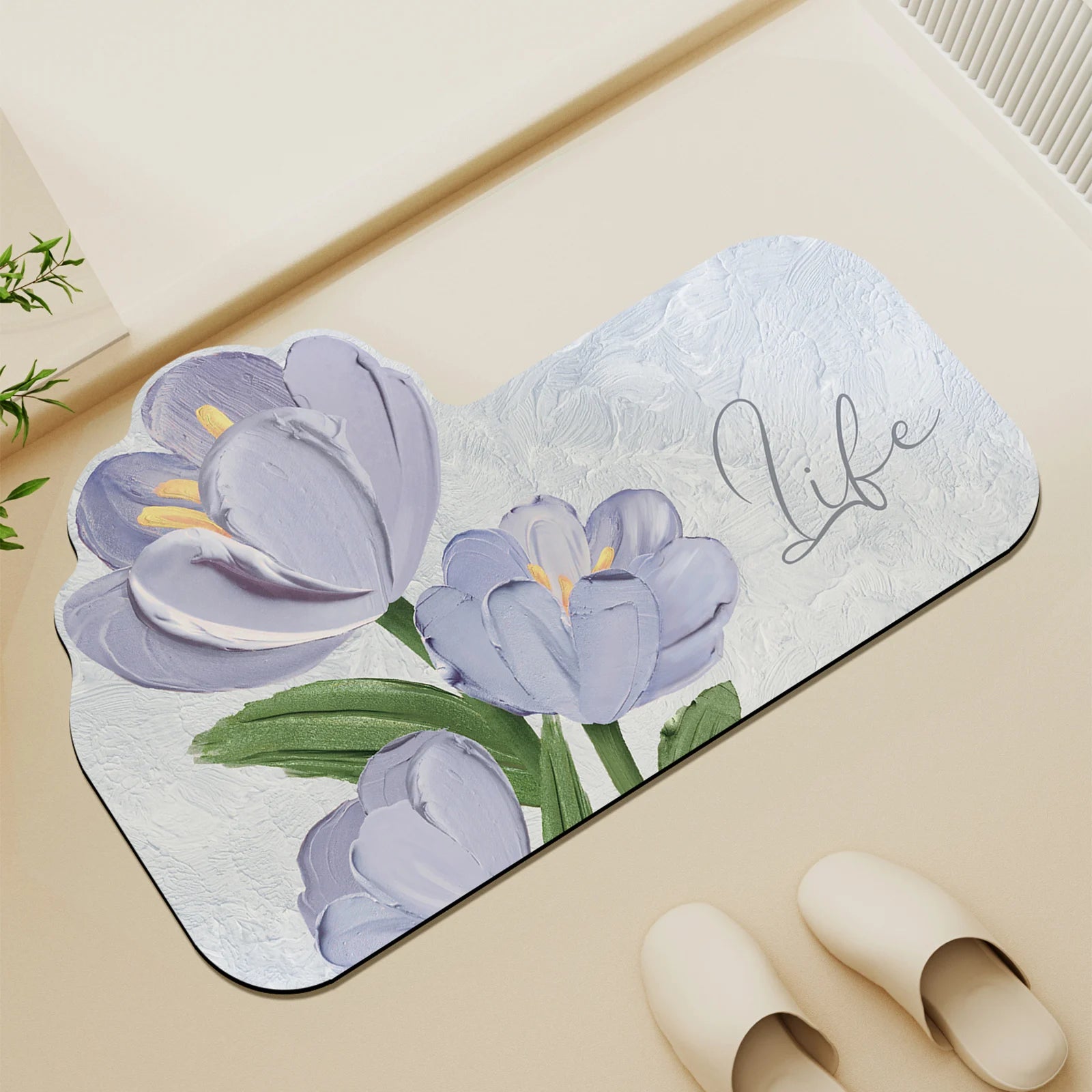 Tapis de Bain Tulipe – Rose & Violet, Style Coréen