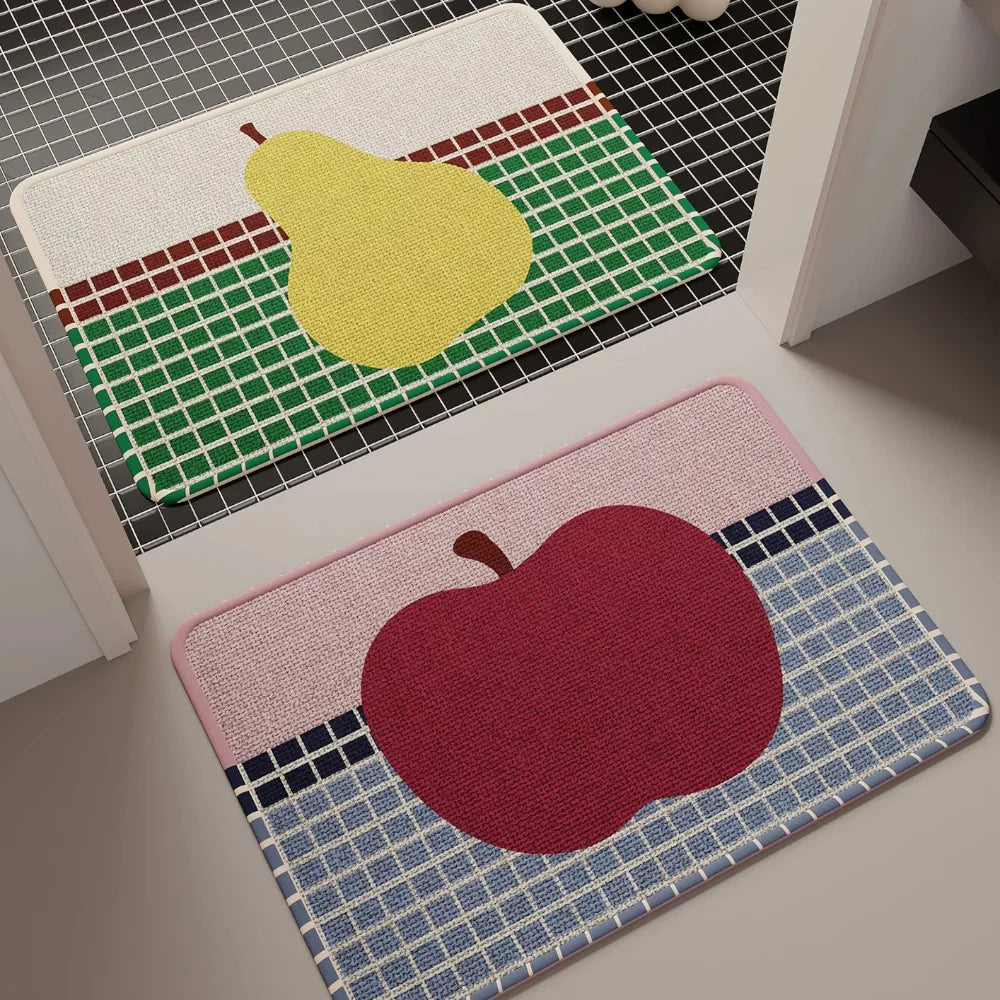 Tapis de Bain Tissé Pommes & Poires – Style Moderne