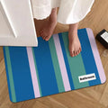 Tapis de bain rayures bleu-violet antidérapant absorbant style coréen