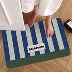 Tapis de Bain Rayures Bleues – Style Coréen, 2 Nuances