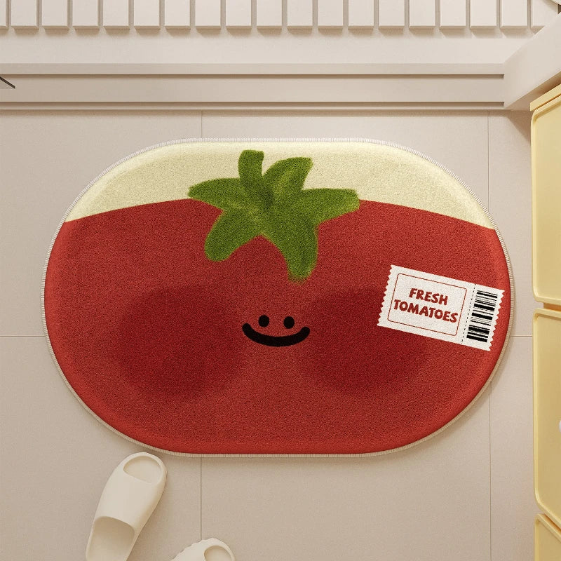 Tapis de Bain Tomate Peluche – Style Coréen