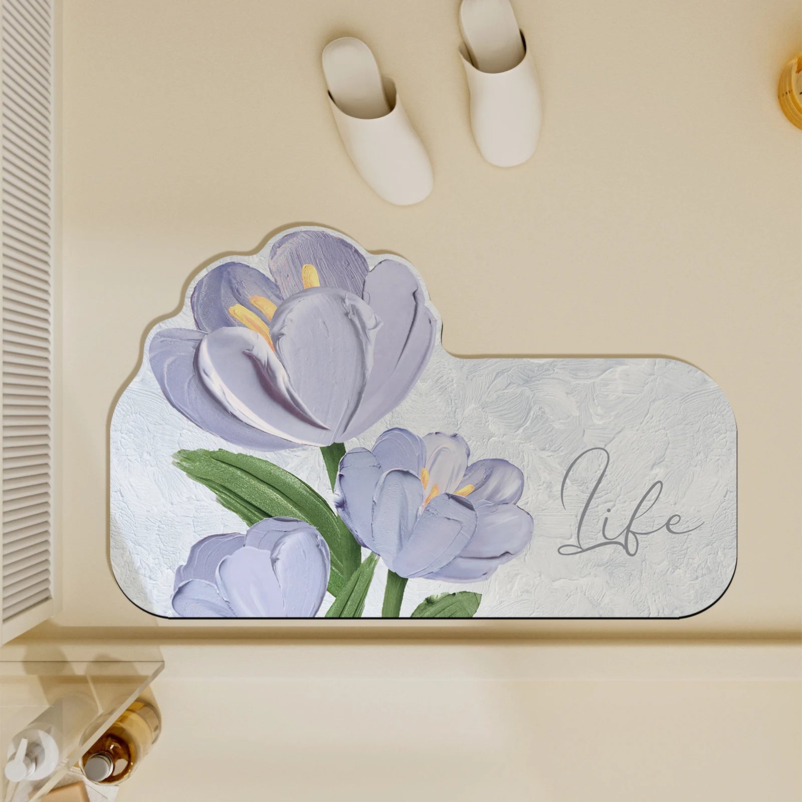 Tapis de Bain Tulipe – Rose & Violet, Style Coréen