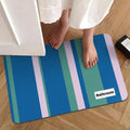 Tapis de Bain Rayures Bleues – Style Coréen, 2 Nuances