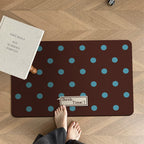 Tapis de Bain Polka Marron – Style Coréen, 3 Tailles