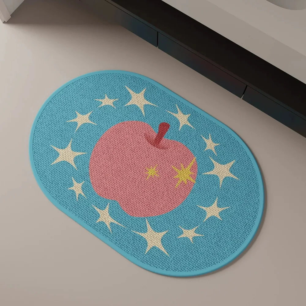 Tapis de Bain Tissé Pomme & Étoile – Style Moderne