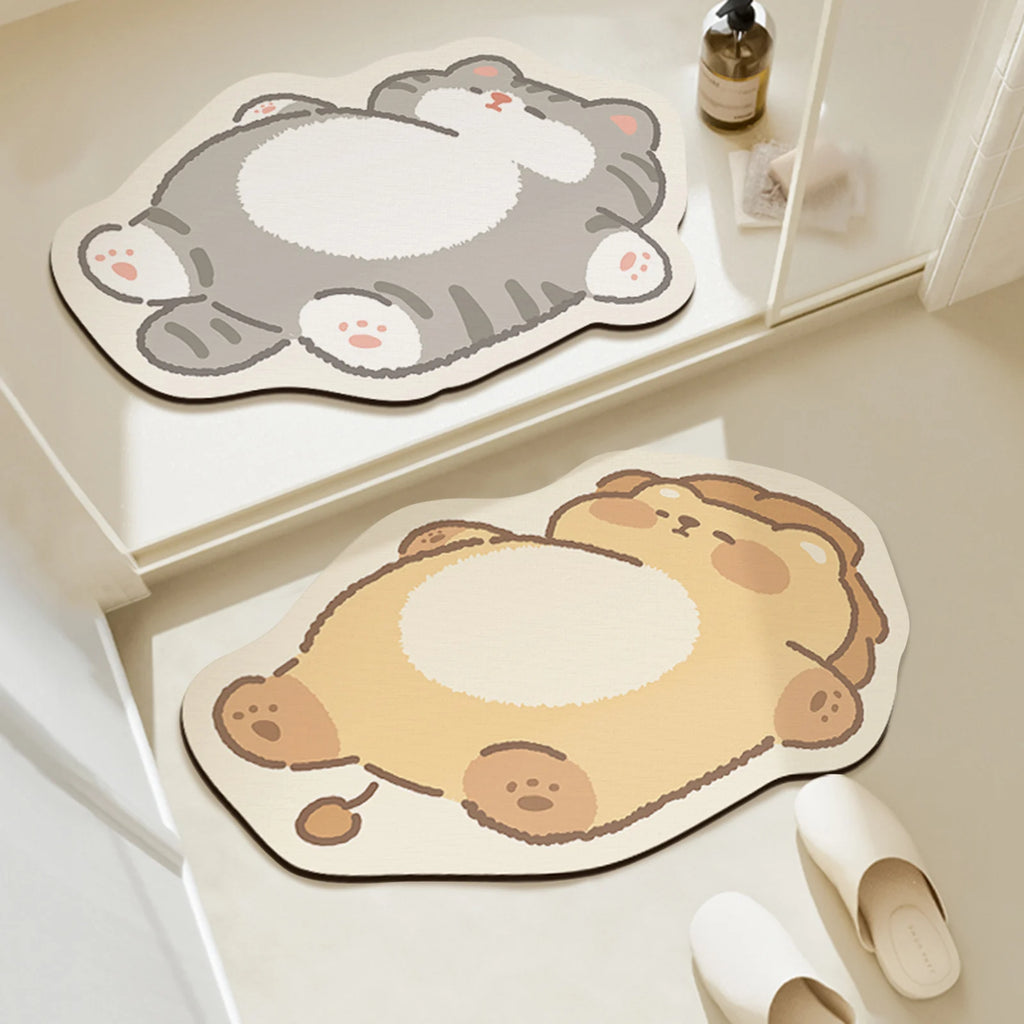 Tapis de Bain Cartoon – Chat & Lion, Style Coréen